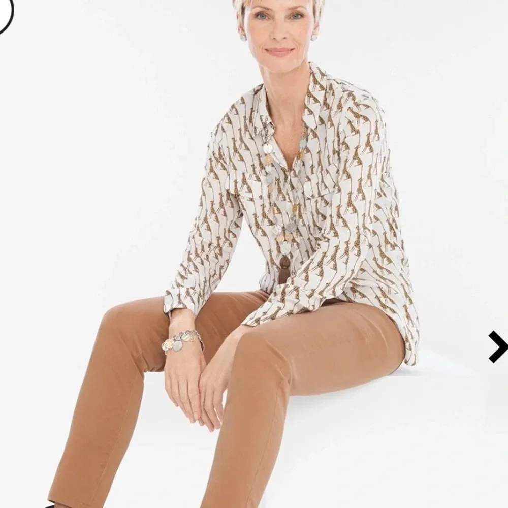 Chicos 2 whimsy cheetah shirt lightweight all over print US size 12 - Picture 1 of 7